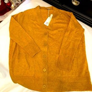 Men’s mustard light weight COS sweater button up